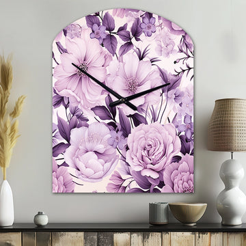 Victorian Elegance Soft Lavender Blossom - Asymmetric Metal Wall Clock
